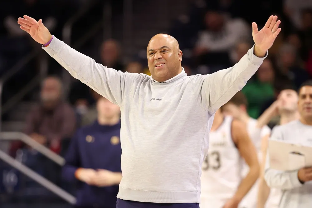 GettyImages-2249777397 Notre Dame Basketball Coach Micah Shrewsberry Charges Referee After Controversial Call Ends Game