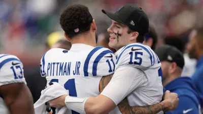 GettyImages-2254632480 Rookie Quarterback Riley Leonard Shares Special Moment With Family After 1st Career Touchdown