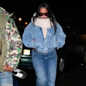 Rihanna is seen going to "El Puerto" Seafood Restaurant in Harlem on January 19, 2026 in New York City.