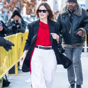 Claire Foy is seen in Hudson Square on January 21, 2026 in New York City.