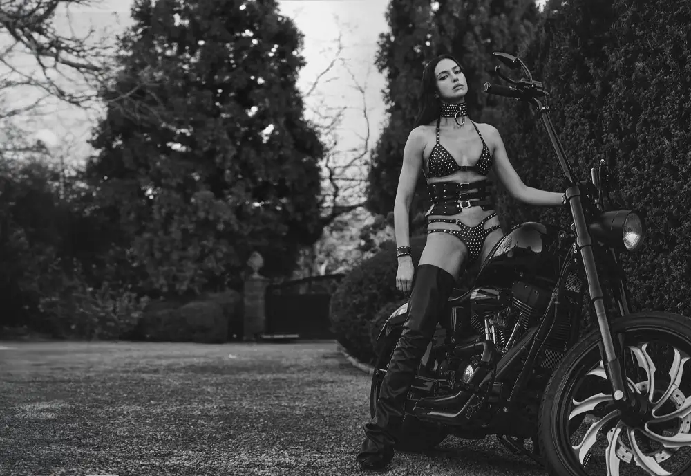 Irina Shayk Gets Naked Wearing Only a Leather Cape and Rocks a Studded Thong Bikini in Edgy V Magazine Shoot