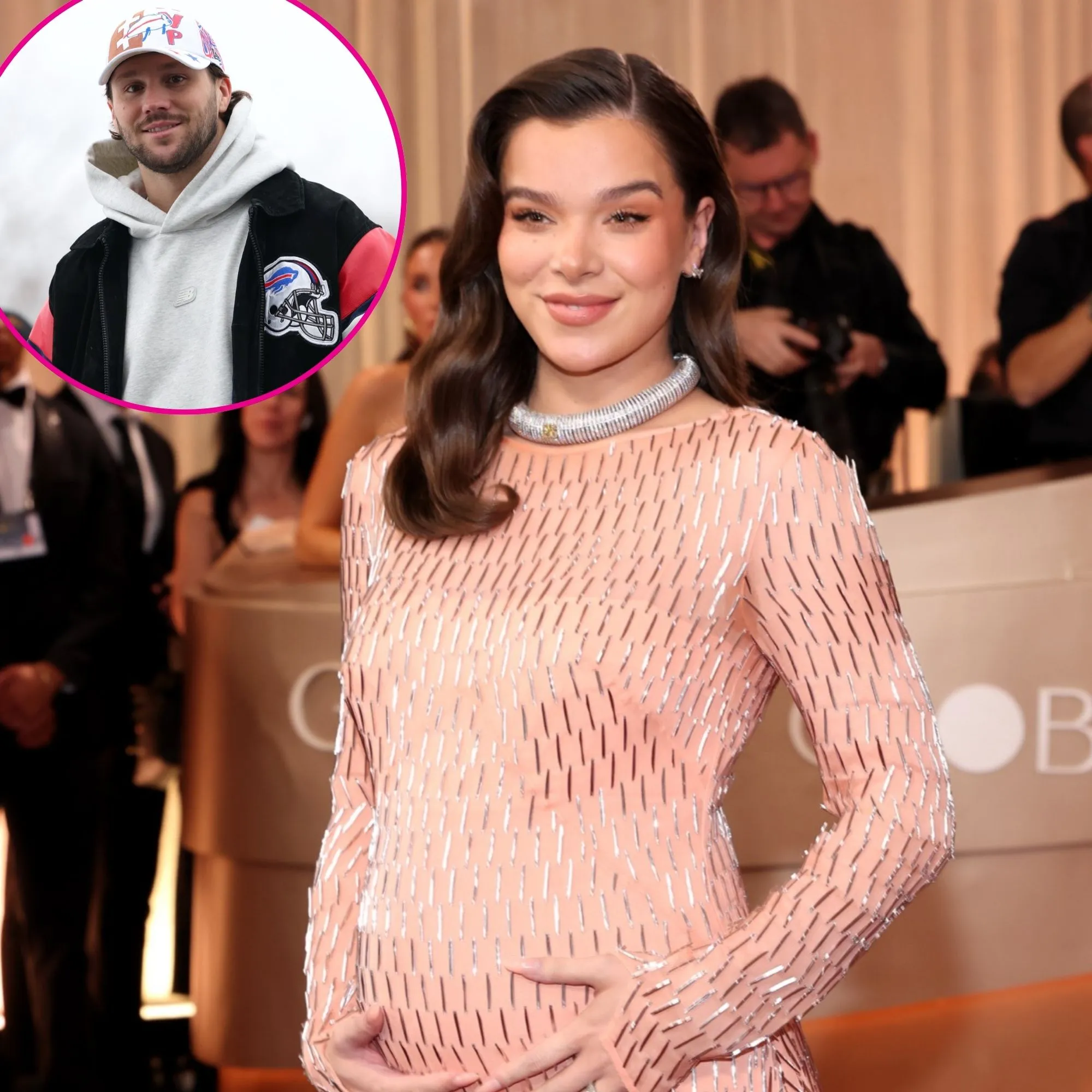 Josh Allen Supports Hailee Steinfeld at Golden Globes Promo