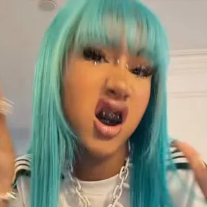 North West Debuts Bridge Piercing and Black Grills in TikTok With Her Flashy 106 Carat Necklace tg