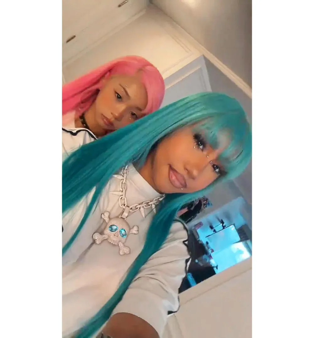 North West Shows Off 106 Carat Custom Skull Necklace Gifted to Her by Mom Kim Kardashian 002