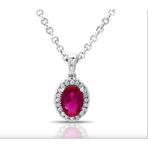 Oval Ruby & Diamond Pendant