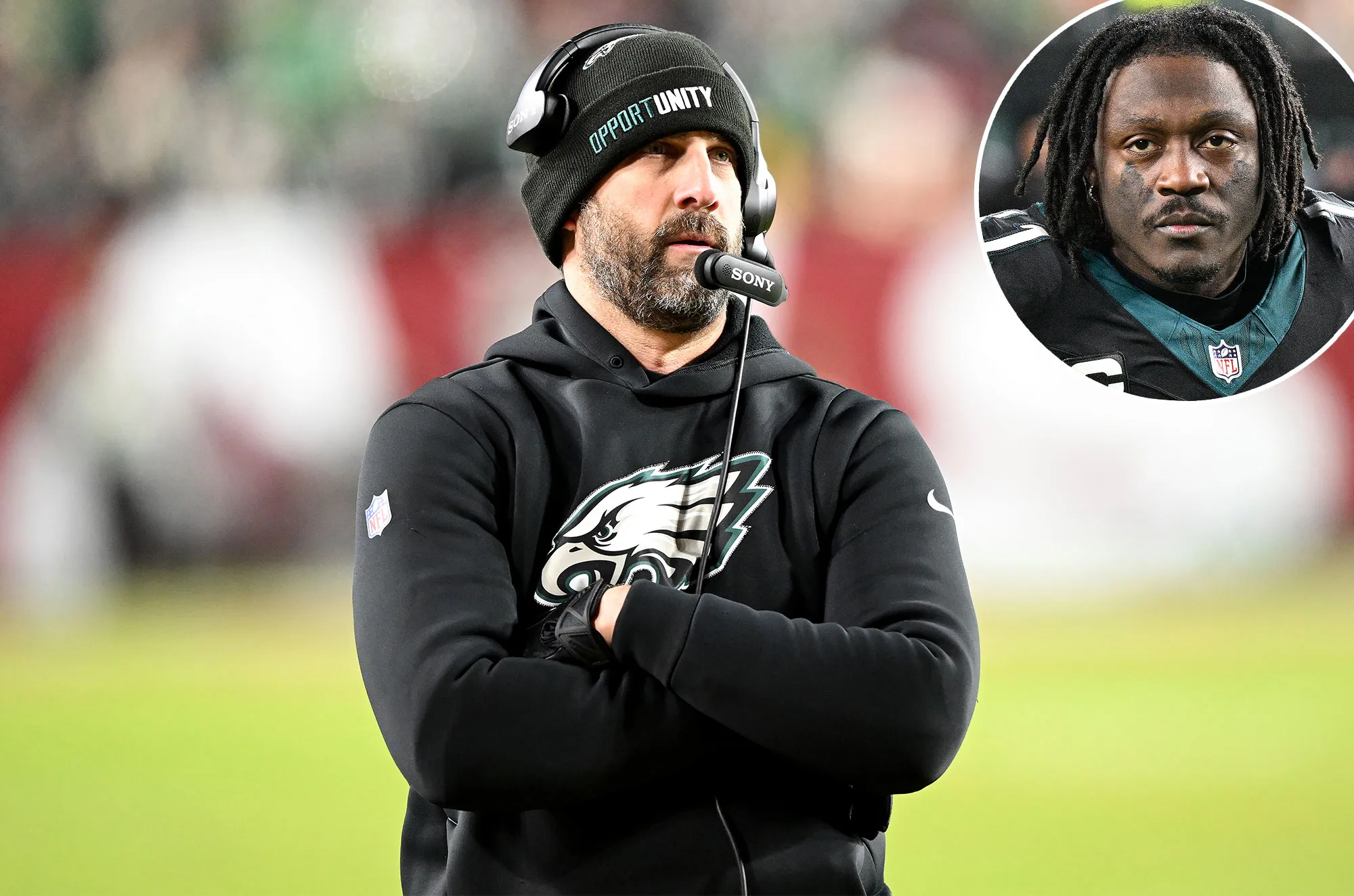 Promo Eagles Coach Nick Sirianni and WR AJ Brown Seen in Heated Argument on Sideline During Playoff Game