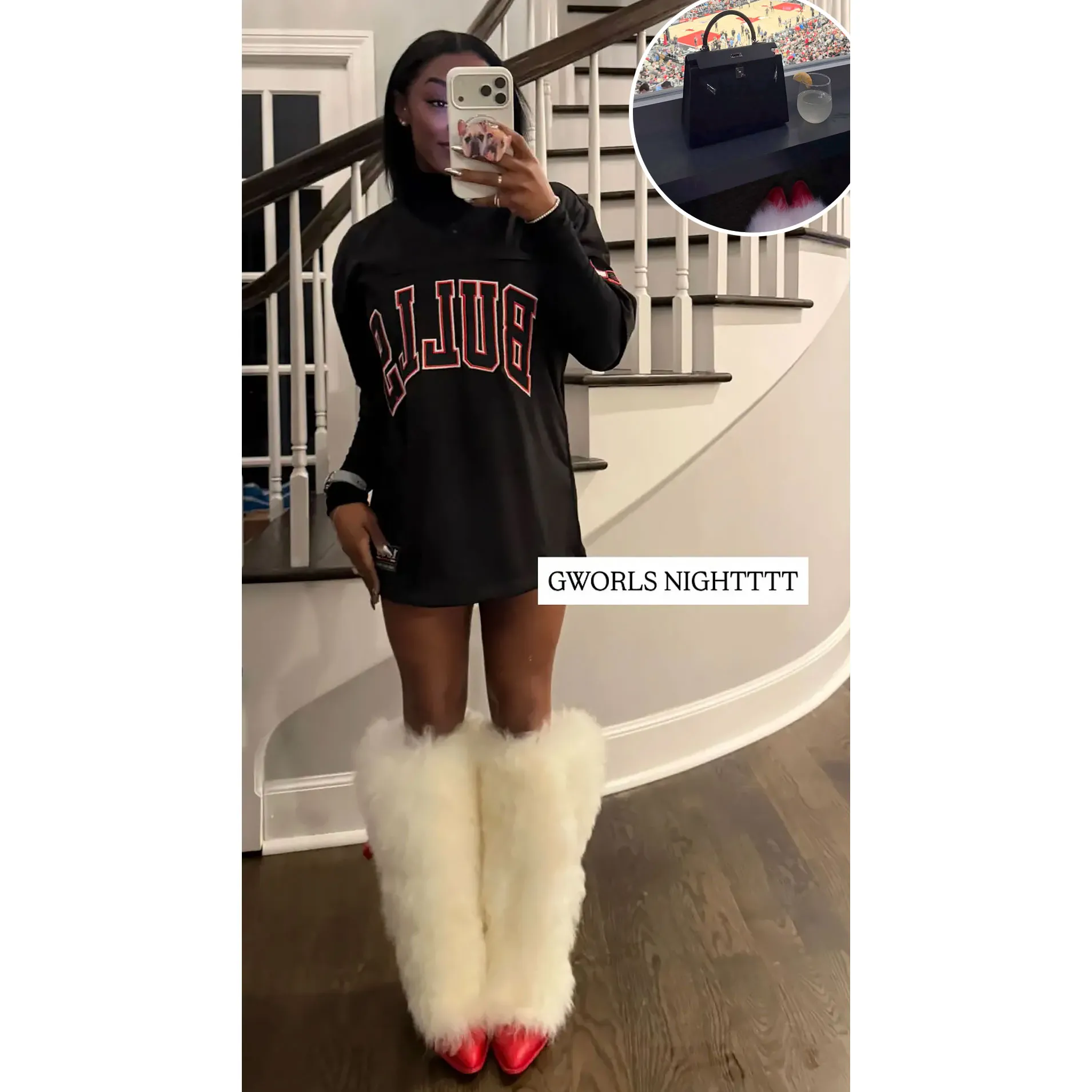 Promo Simone Biles Rocks 650 Furry Ugg Heels and Hermes Bag for NBA Girls Night Inline
