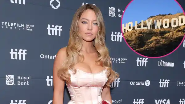 Promo Sydney Sweeney Climbs Hollywood Sign to Hang Up Bras for Lingerie Brand