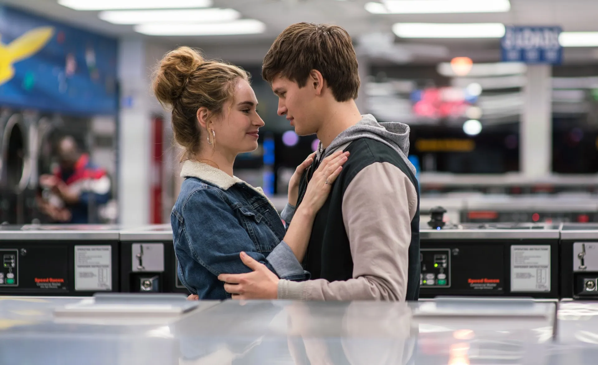 Lily James and Ansel Elgort in Baby Driver