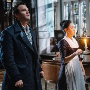 Luke Thompson and Yerin Ha in Bridgerton season 4