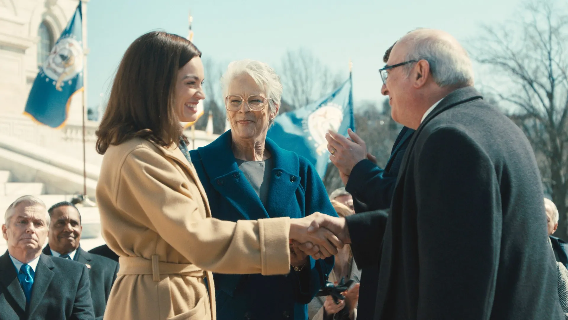 Emma Mackey, Jamie Lee Curtis and Albert Brooks in Ella McCay