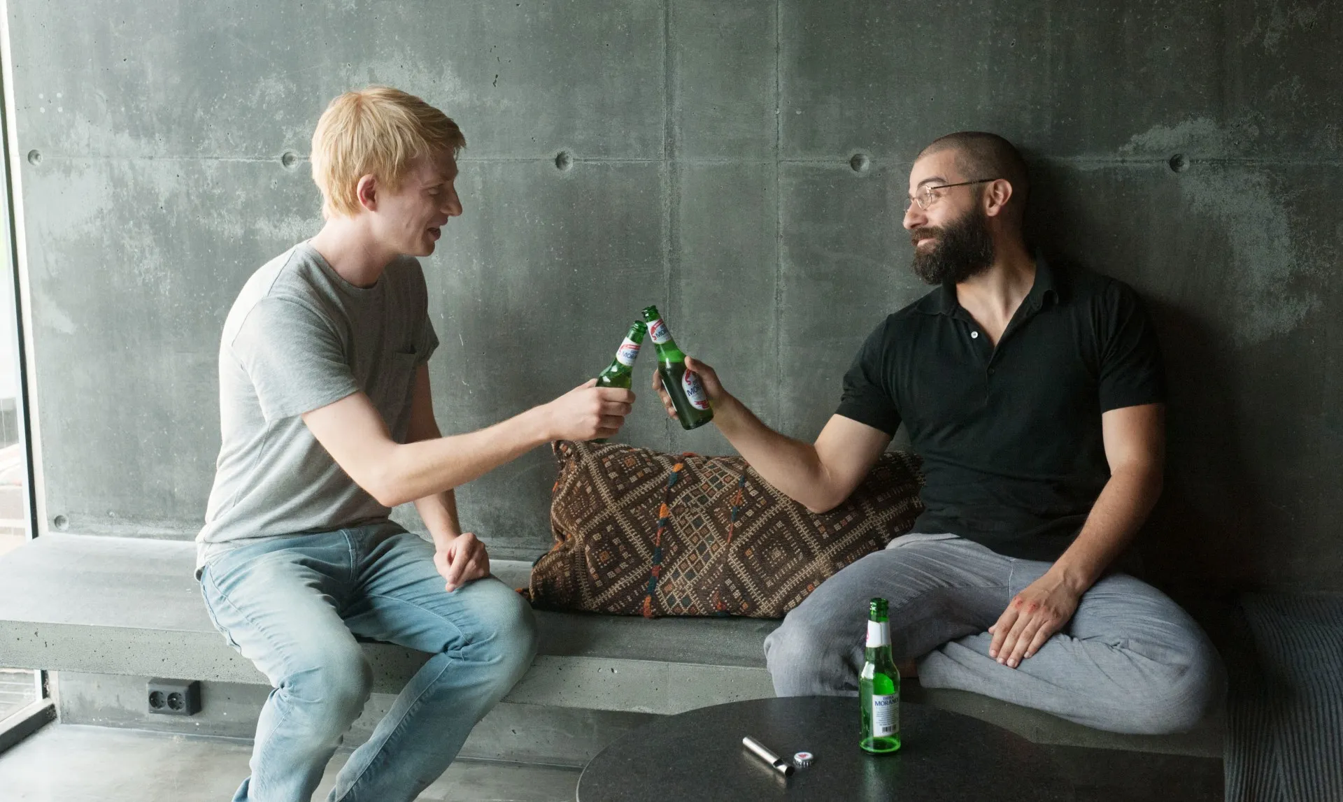 Domhnall Gleeson and Oscar Isaac in EX Machina