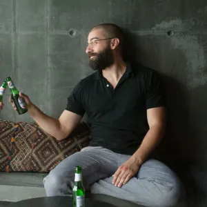 Domhnall Gleeson and Oscar Isaac in EX Machina