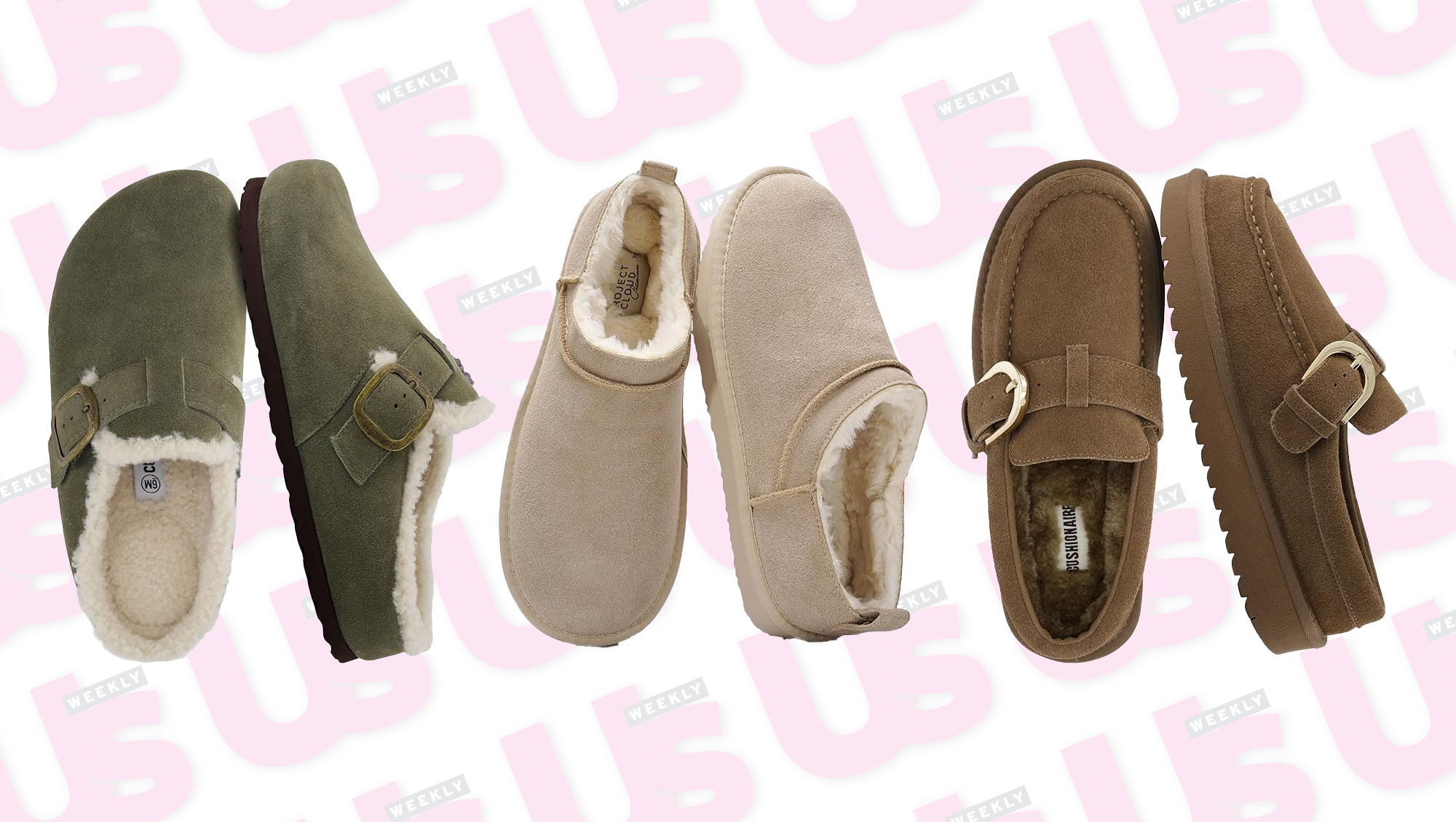 Green Clogs, Beige Boots and Brown Loafers