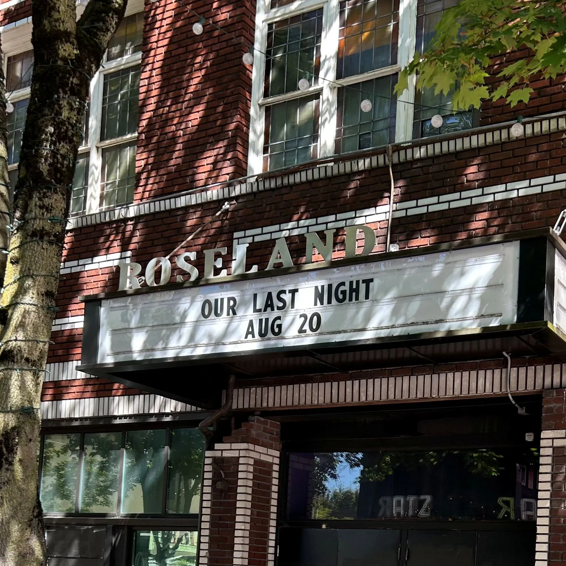 An exterior shot of the Roseland Theater in Portland, Oregon