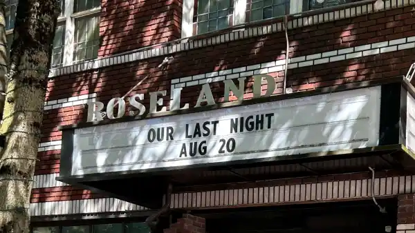 An exterior shot of the Roseland Theater in Portland, Oregon