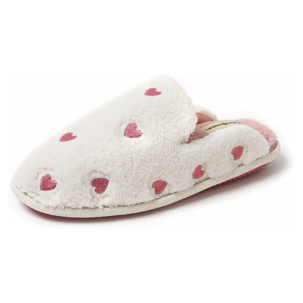 Dearfoams Teddy Sherpa Heart Slippers