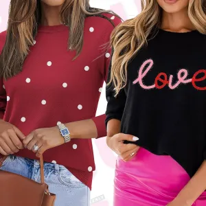 Red, Black and White Valentine's Day Tops