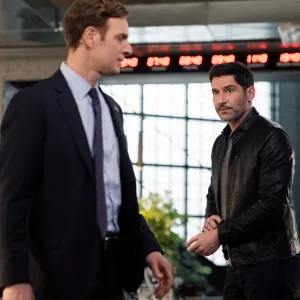 Nick Gehlfuss and Tom Ellis in CIA