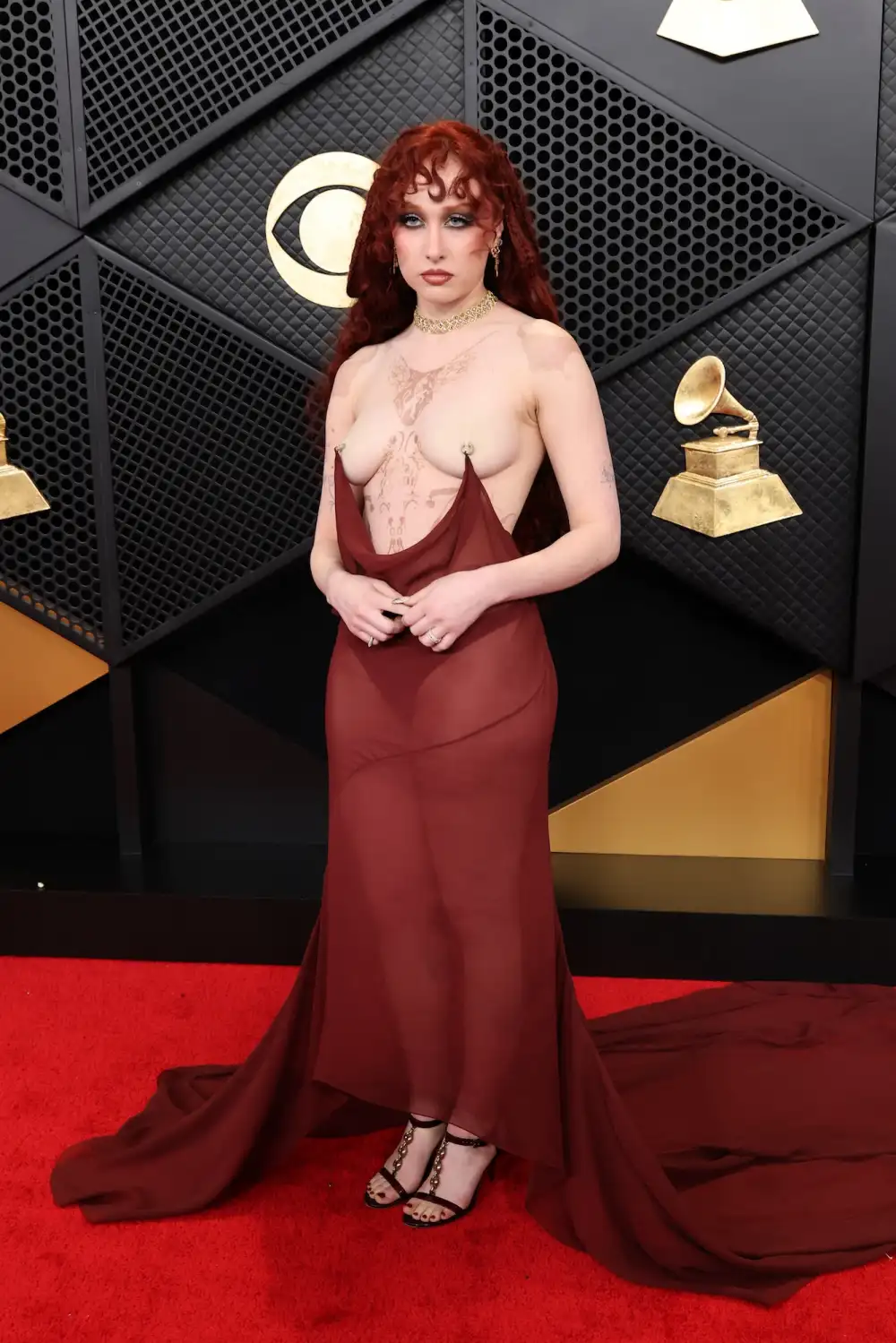Chappell Roan Wore Prosthetic Nipples and Faux Tattoos at the 2026 Grammys GettyImages-2259568687