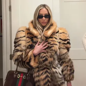 Feature Alix Earle Rocks 51K Gucci Outfit With Tiger Striped Fur Coat and Designer Bag