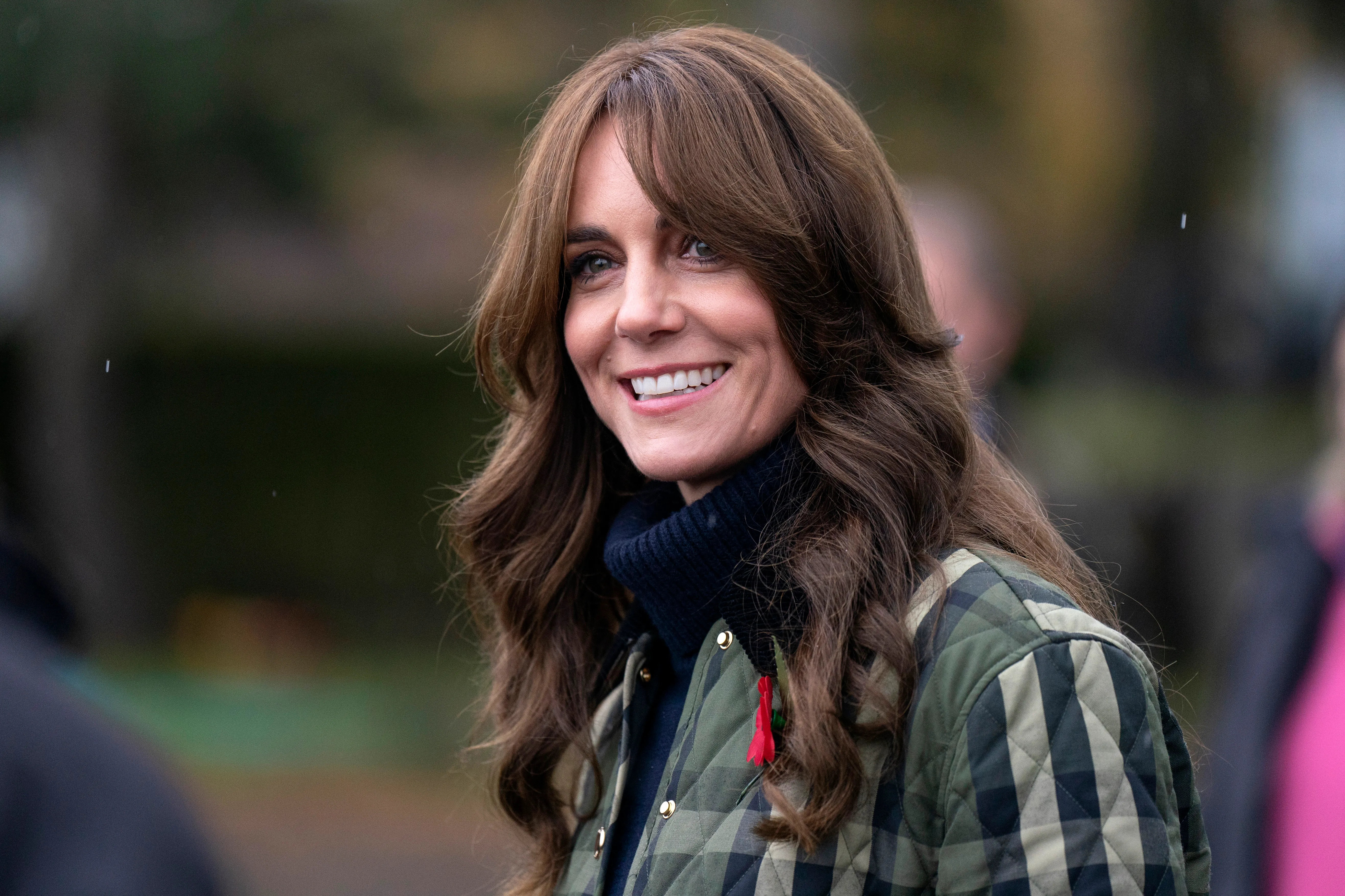 Catherine, Princess of Wales, known as the Duchess of Rothesay when in Scotland, meets farmers at Brodieshill Farm, Moray, Scotland, to learn about efforts being made to better support the mental health and wellbeing of young people on November 02, 2023 in Moray, Scotland. Prince William, Duke of Rothesay and Catherine, Duchess of Rothesay are visiting Scotland to meet organisations supporting rural communities and those working provide mental health support to young people through access to the outdoors and practical learning.
