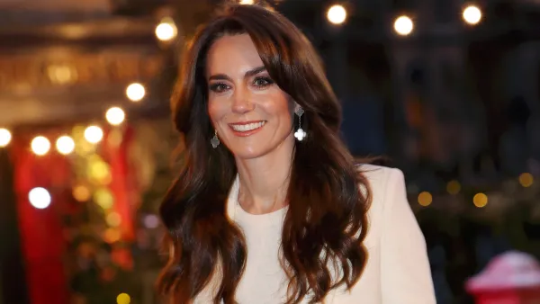 Britain's Catherine, Princess of Wales smiles as she arrives to attend the "Together At Christmas" Carol Service" at Westminster Abbey in London on December 8, 2023. The event will be broadcast as part of 'Royal Carols: Together At Christmas', a special programme, airing at 7:45pm on ITV1 and ITV X on Christmas Eve.