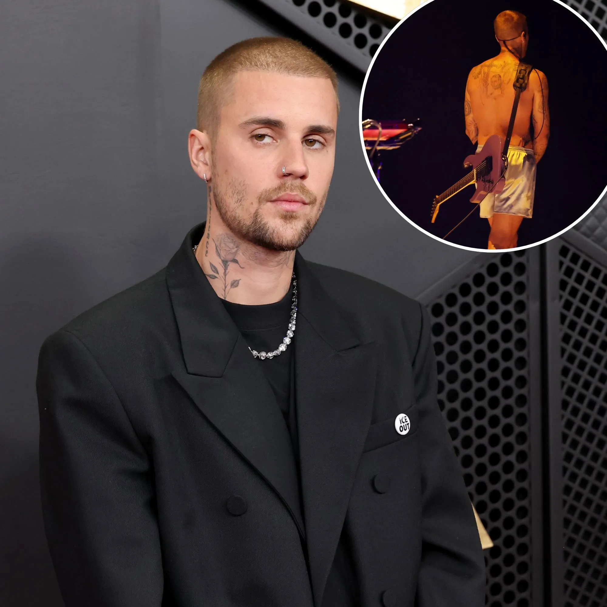 Justin Bieber Debuts New Back Tattoo of Wife Hailey Bieber During Shirtless Grammys 2026 Performance