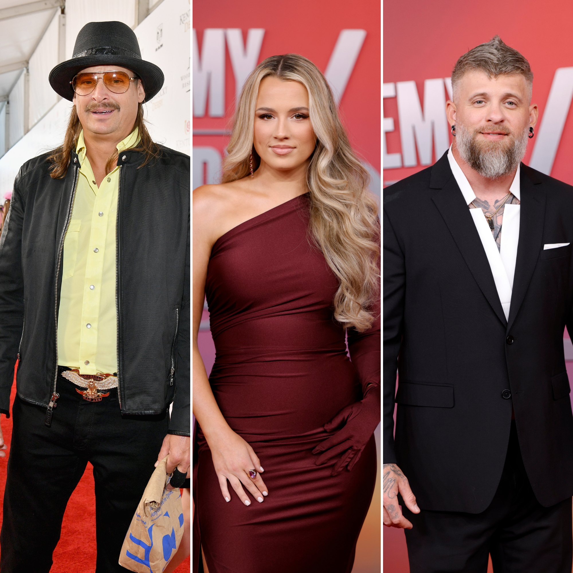 Kid-Rock-GettyImages-955082844-and-Gabby-Barrett-GettyImages-2214128687-and-Brantley-Gilbert-GettyImages-2214126473