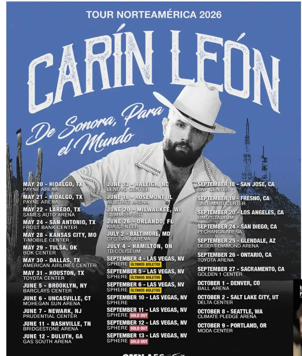 Las fecchas de la gira de Car&iacute;n Le&oacute;n