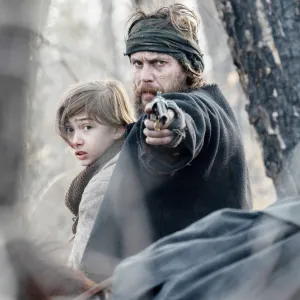 Preston Mota, Taylor Kitsch and Betty Gilpin in American Primeval season 1