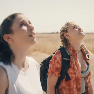 Grace Caroline Currey and Virginia Gardner in Fall