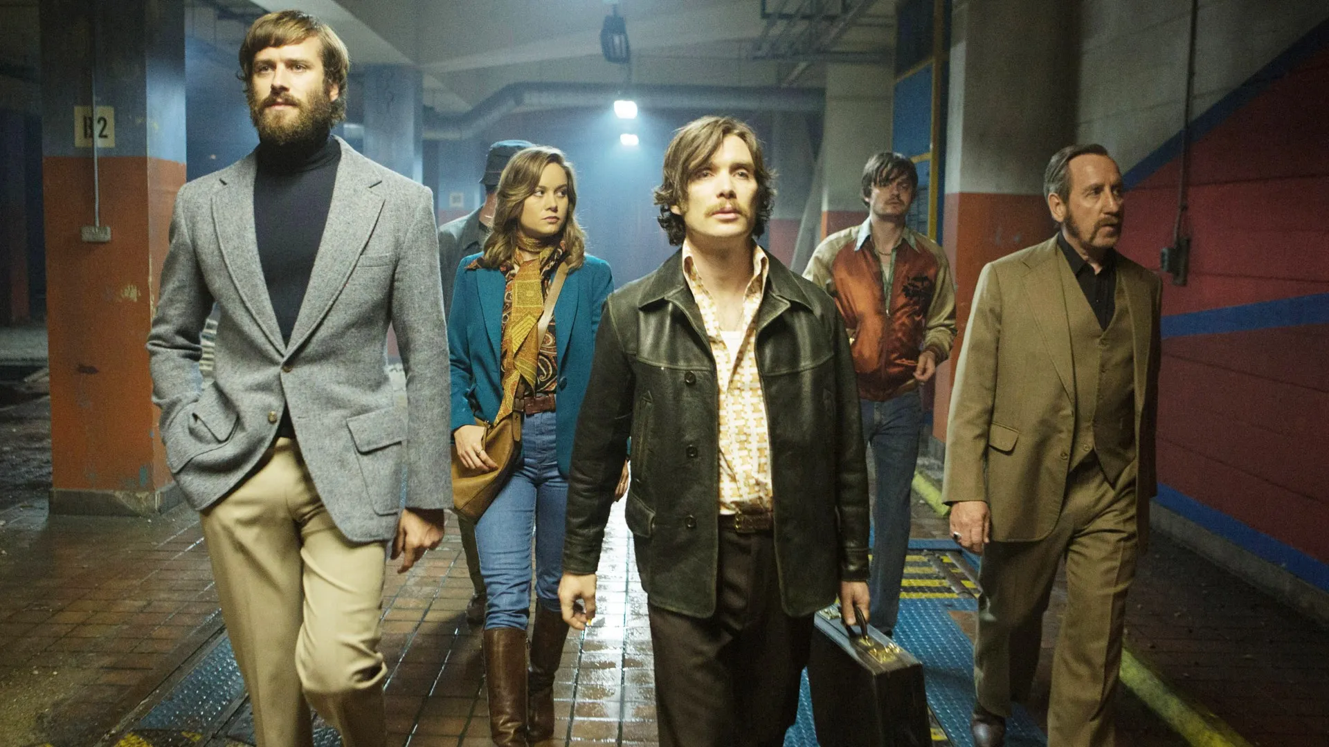 Armie Hammer, Brie Larson, Cillian Murphy, Sam Riley and Michael Smiley in Free Fire