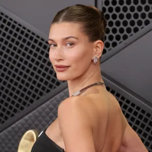 LOS ANGELES, CALIFORNIA - FEBRUARY 01: (FOR EDITORIAL USE ONLY) Hailey Bieber attends the 68th GRAMMY Awards at Crypto.com Arena on February 01, 2026 in Los Angeles, California. (Photo by Brianna Bryson/WireImage)