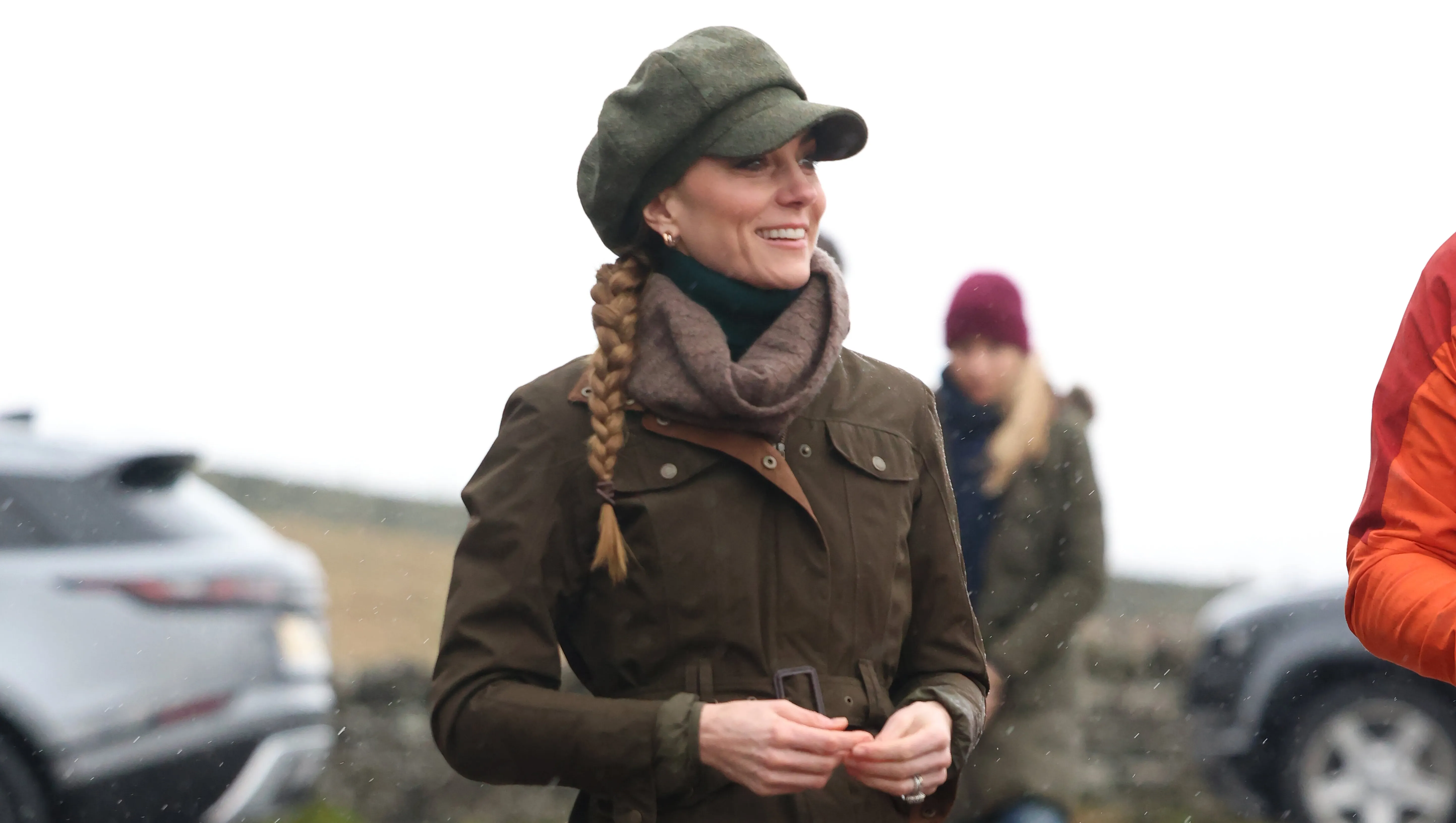 HOPE, ENGLAND - JANUARY 27: Catherine, Princess of Wales joins Mind Over Mountains, a charity offering professional mental health support through therapeutic outdoor experiences, for a supported wellbeing walk in the Peak District National Park on January 27, 2026 near Curbar, England. The Princess of Wales visited the north of England to highlight how community, nature and creativity can help those struggling with trauma, isolation and mental health challenges. (Photo by Ian Vogler - WPA Pool/Getty Images)