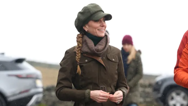 HOPE, ENGLAND - JANUARY 27: Catherine, Princess of Wales joins Mind Over Mountains, a charity offering professional mental health support through therapeutic outdoor experiences, for a supported wellbeing walk in the Peak District National Park on January 27, 2026 near Curbar, England. The Princess of Wales visited the north of England to highlight how community, nature and creativity can help those struggling with trauma, isolation and mental health challenges. (Photo by Ian Vogler - WPA Pool/Getty Images)