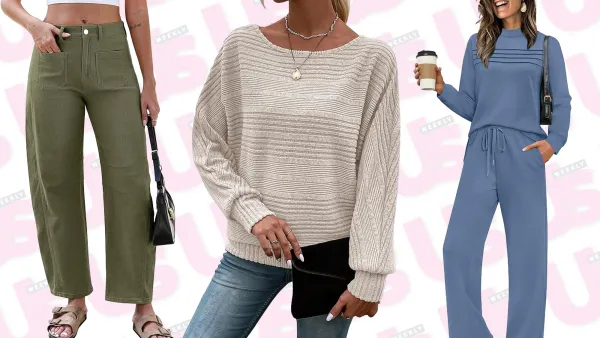 Green Pants, Beige Top and Blue Set