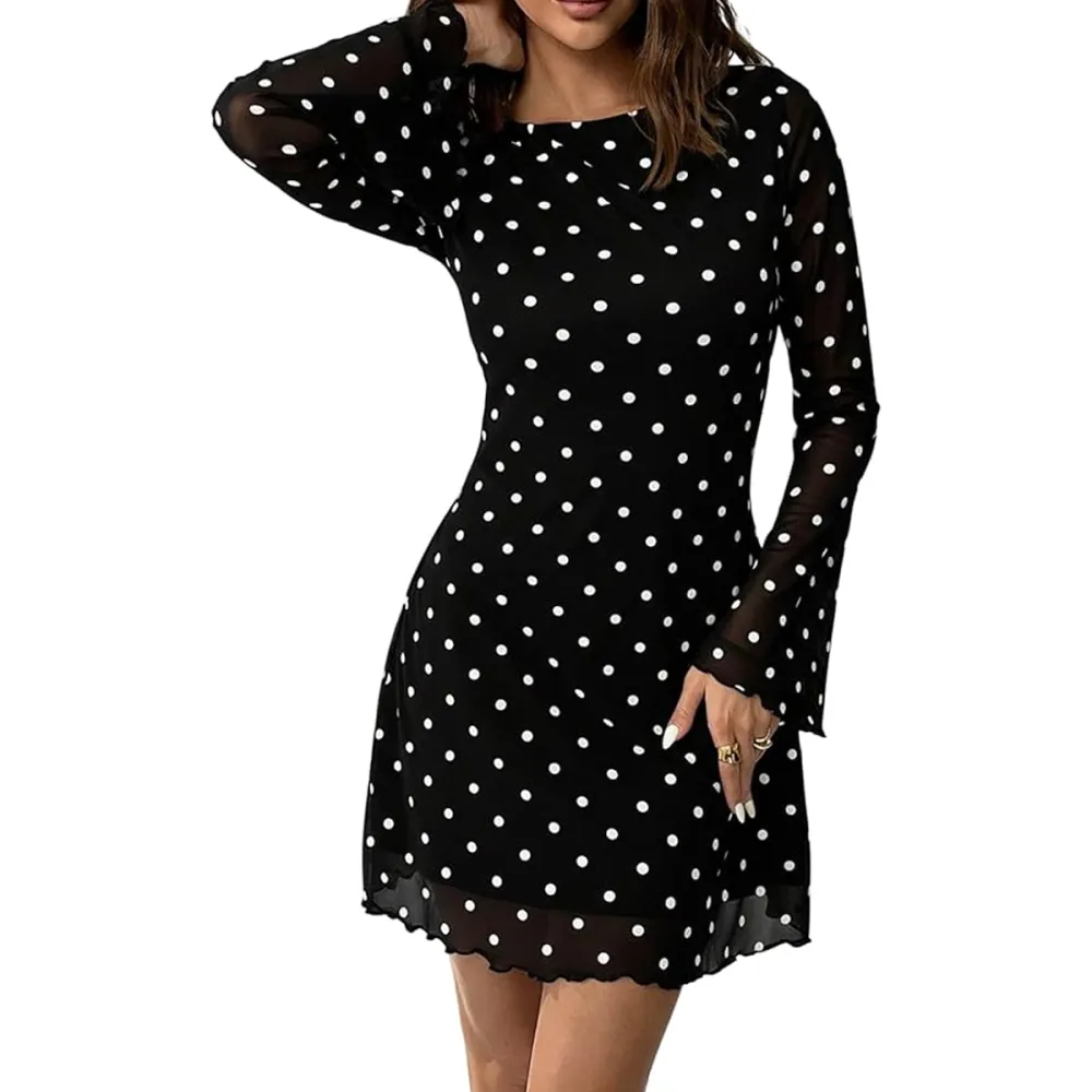 Milumia Polka Dot Mesh Mini Dress