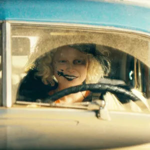 Christian Bale as Frankenstein's Monster and Jessie Buckley as The Bride in The Bride!