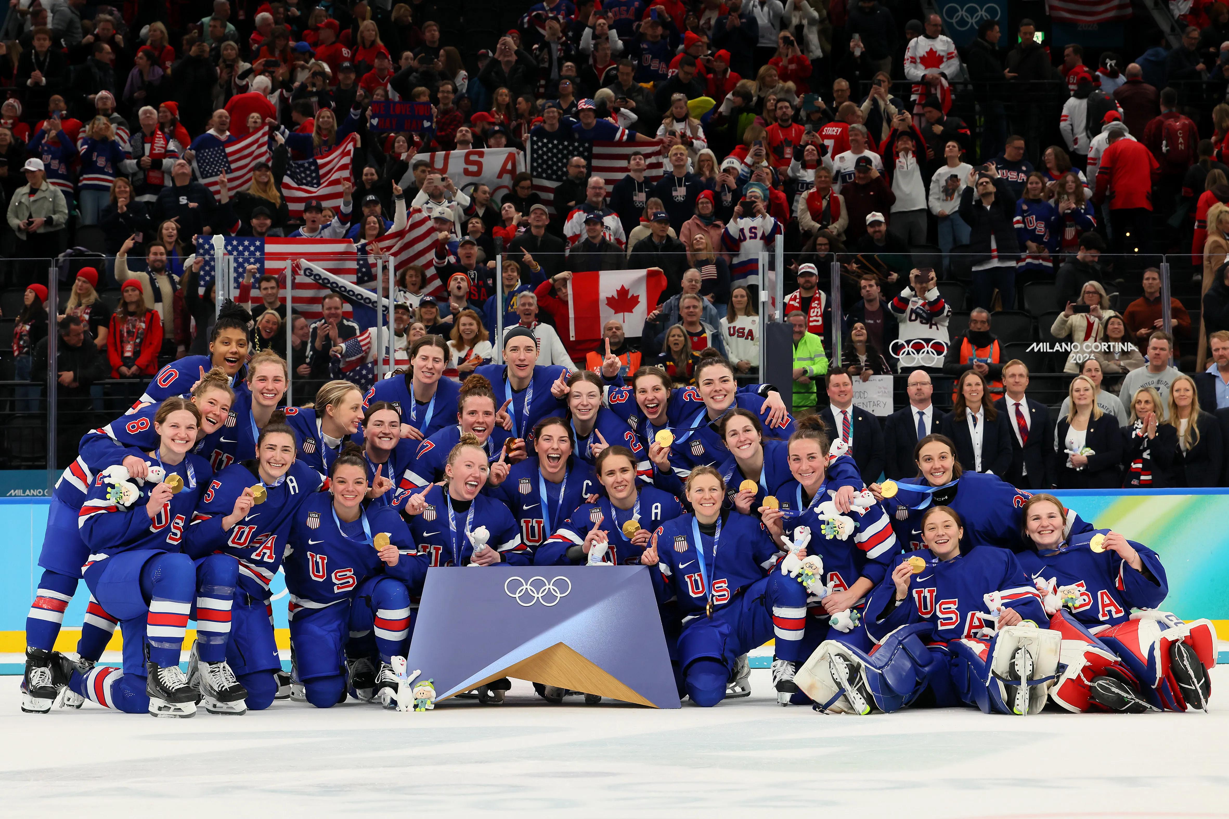 Gold medalist Team United States pose after the medal ceremony.