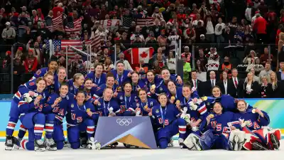 Gold medalist Team United States pose after the medal ceremony.