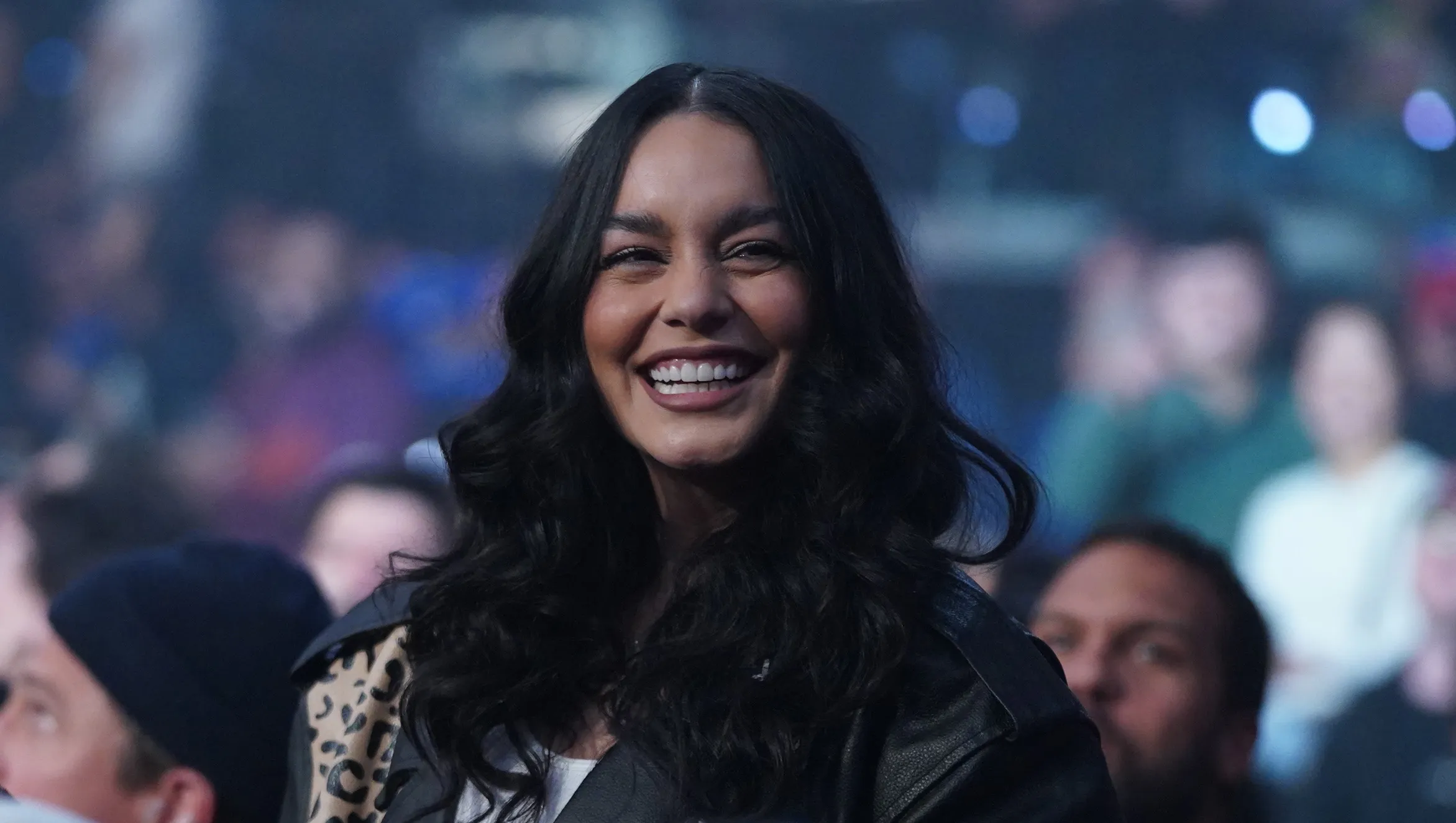 INGLEWOOD, CALIFORNIA - JANUARY 06: Vanessa Hudgens attends Monday Night RAW at Intuit Dome on January 6, 2025 in Inglewood, California. (Photo by WWE/Getty Images)
