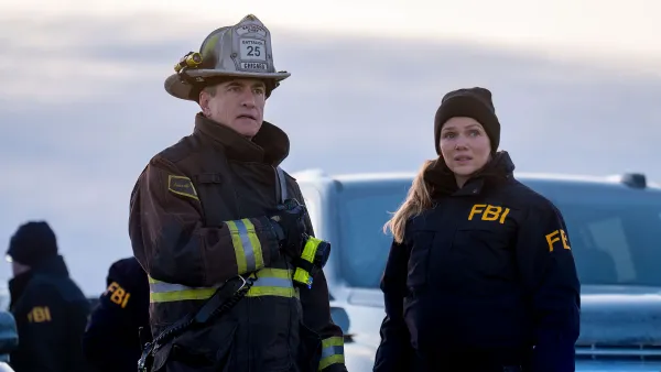 Dermot Mulroney and Tracy Spiridakos Chicago Fire One Chicago Showrunners Promise Very High Stakes for Multiple Stars in Explosive Crossover