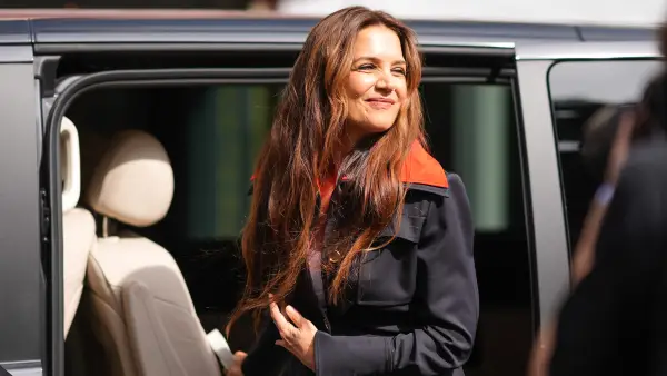 Katie Holmes is seen, outside Patou, during the Haute Couture Fall/Winter 2024/25 as part of Paris Fashion Week on June 27, 2024 in Paris, France.