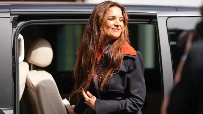 Katie Holmes is seen, outside Patou, during the Haute Couture Fall/Winter 2024/25 as part of Paris Fashion Week on June 27, 2024 in Paris, France.