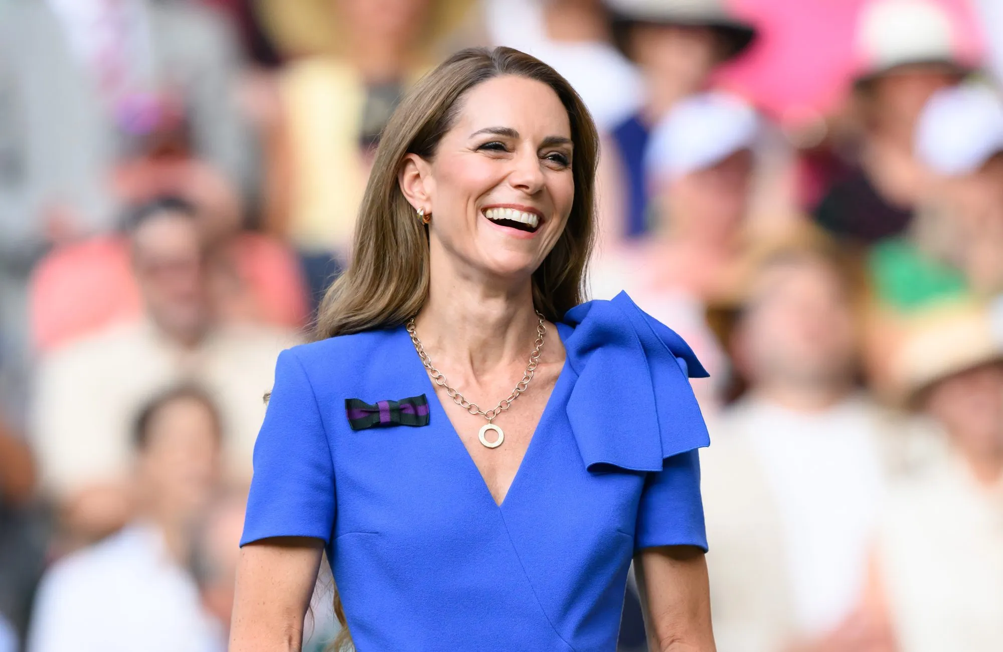Catherine, Princess of Wales attends day fourteen of the Wimbledon Tennis Championships at the All England Lawn Tennis and Croquet Club on July 13, 2025 in London, England.