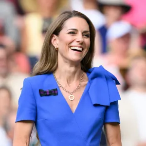 Catherine, Princess of Wales attends day fourteen of the Wimbledon Tennis Championships at the All England Lawn Tennis and Croquet Club on July 13, 2025 in London, England.