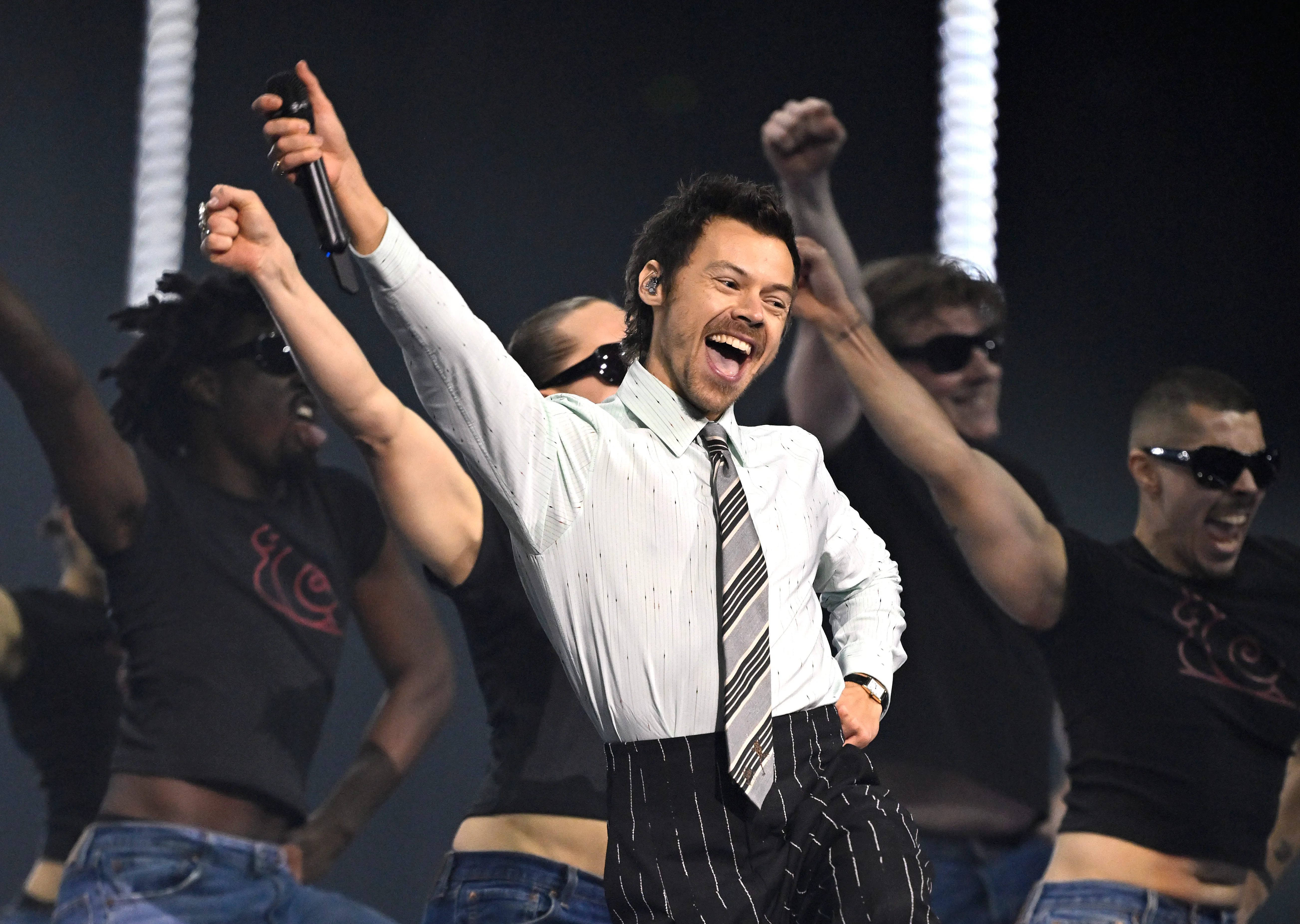 Harry Styles performing at the 2026 Brit Awards.
