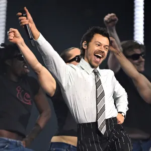 Harry Styles performing at the 2026 Brit Awards.