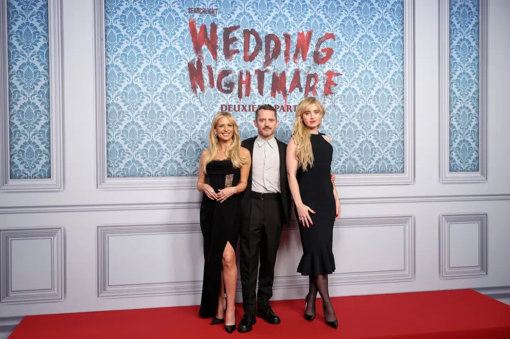 GettyImages-2268329026 Sarah Michelle Gellar Ready or Not 2 Costars Elijah Wood Kathryn Newton Evacuated Amid Paris Fire